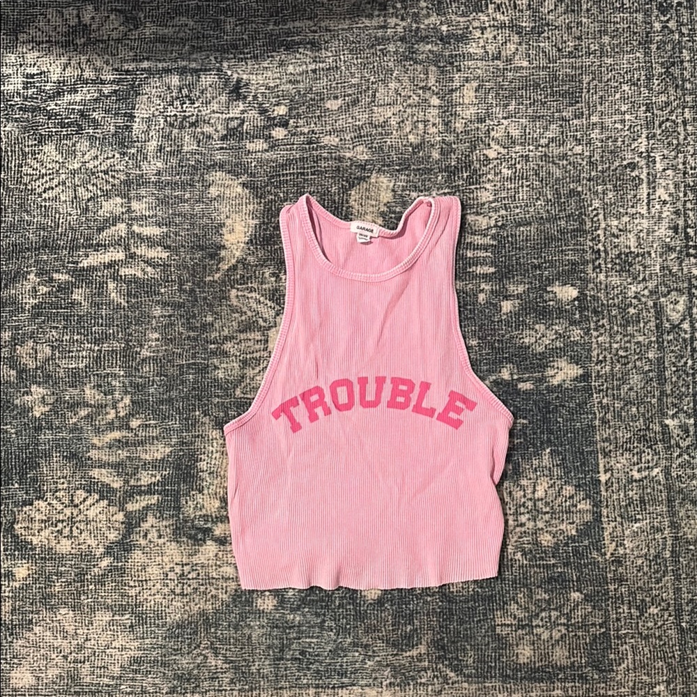 Garage Pink Sleeveless Crop Tank Top with Cut-Out Style